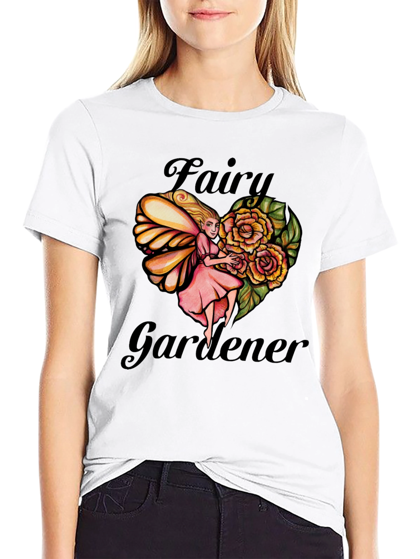 Fairy Gardener Graphic Tee - Black Cotton T-Shirt