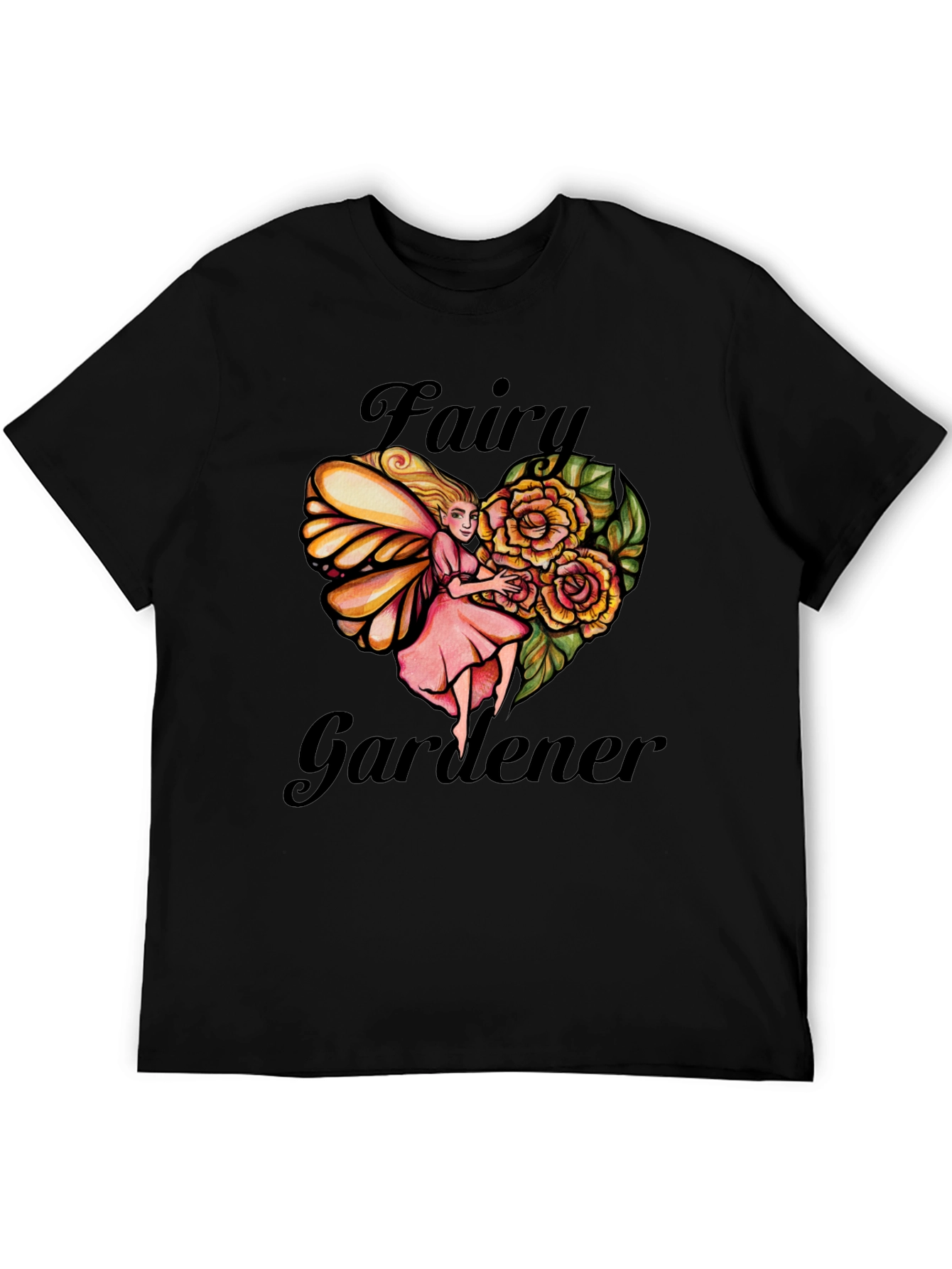 Fairy Gardener Graphic Tee - Black Cotton T-Shirt