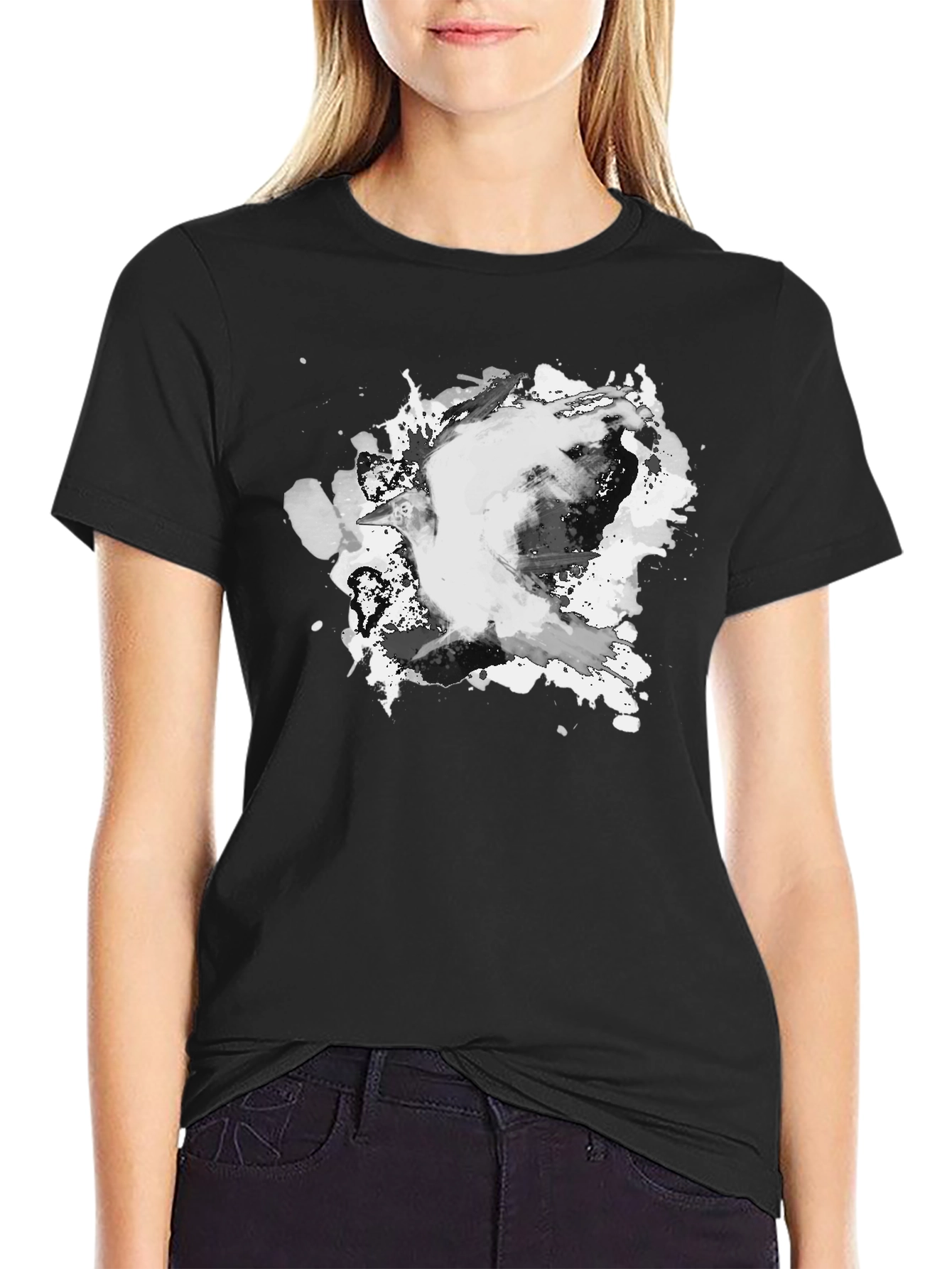 Abstract Ink Splash Black T-Shirt
