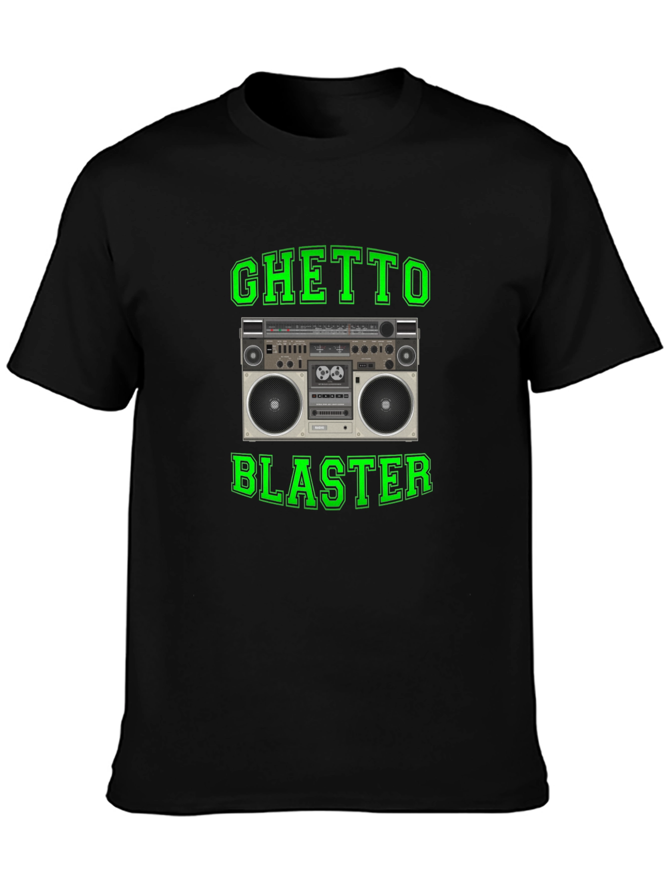 Ghetto Blaster Retro Boombox Graphic Tee - Black