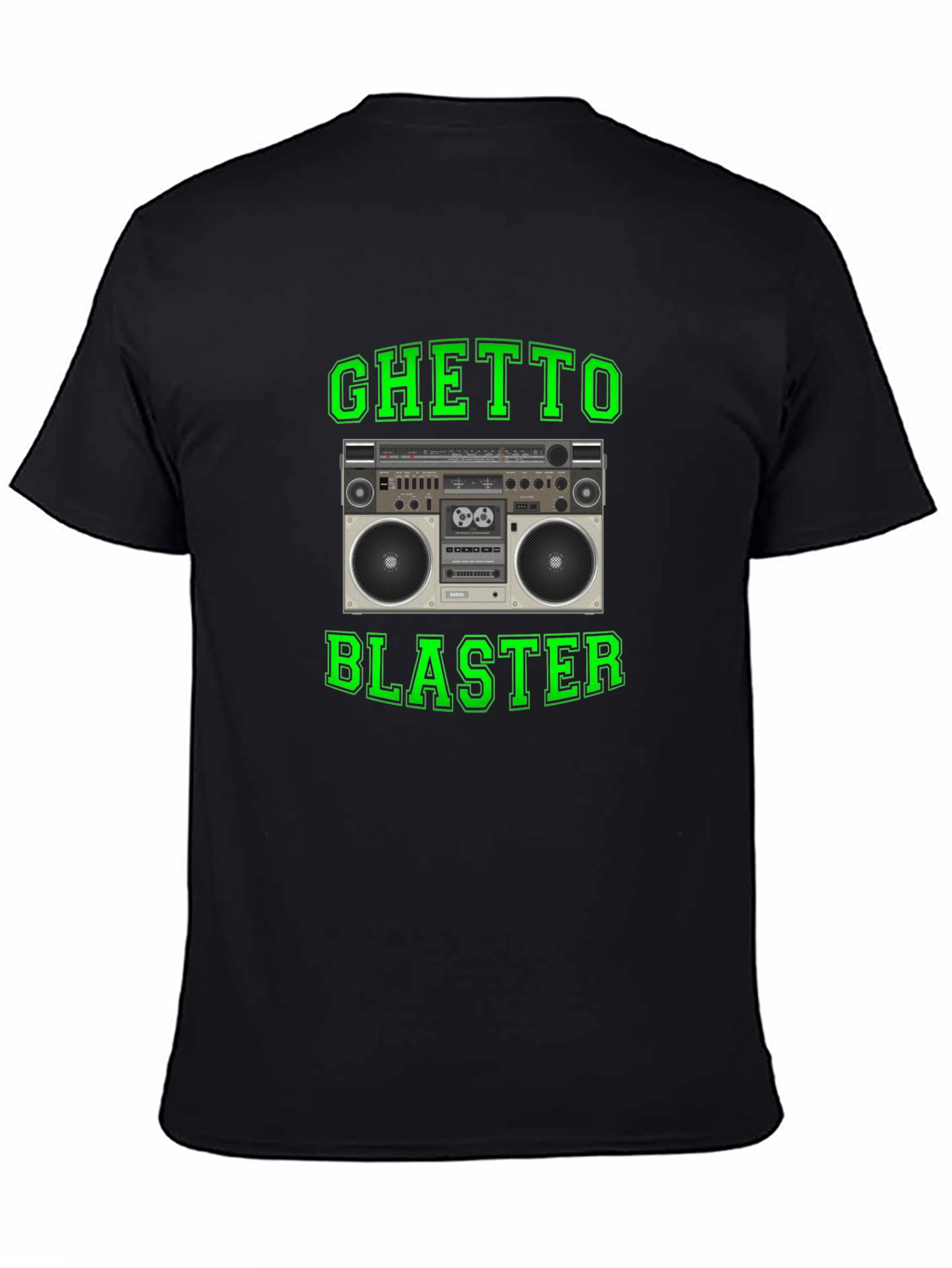 Ghetto Blaster Retro Boombox Graphic Tee - Black