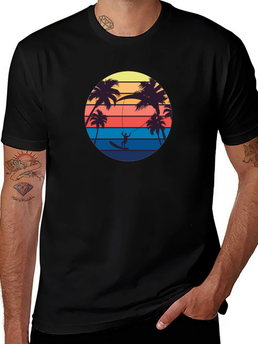 Retro Palm Tree Surfing T-Shirt