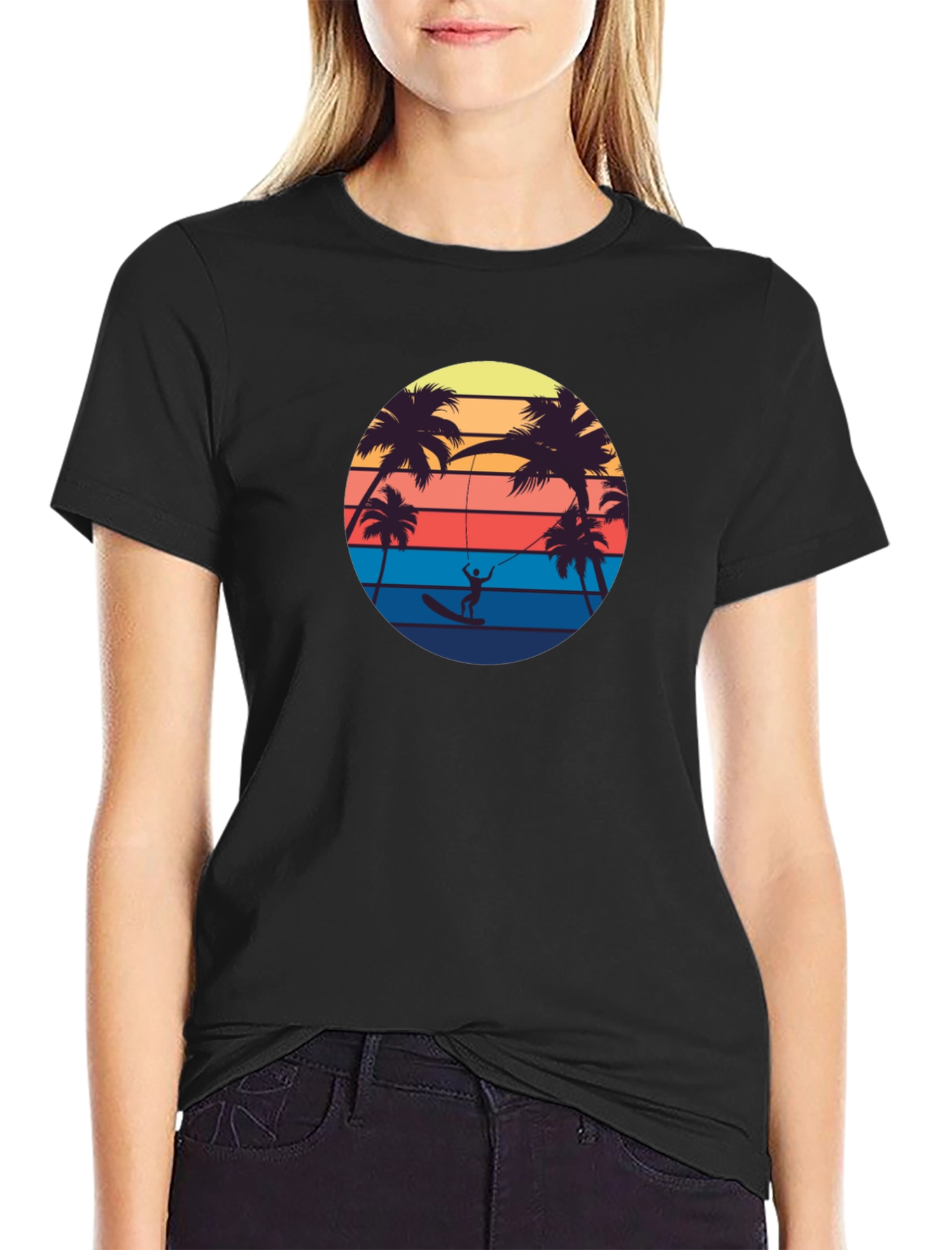 Retro Palm Tree Surfing T-Shirt