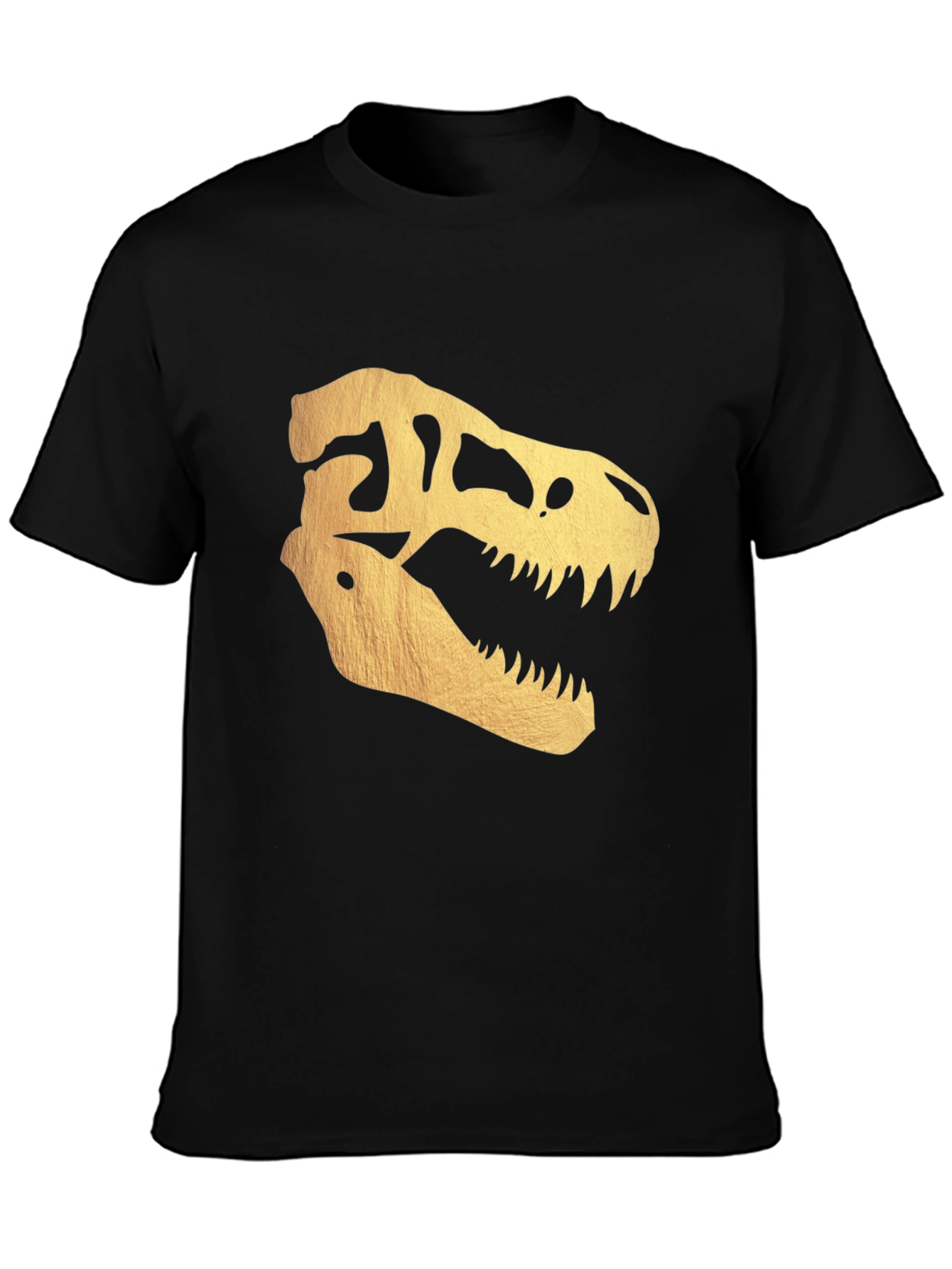 Golden Dinosaur Skull T-Shirt - Bold Graphic Tee
