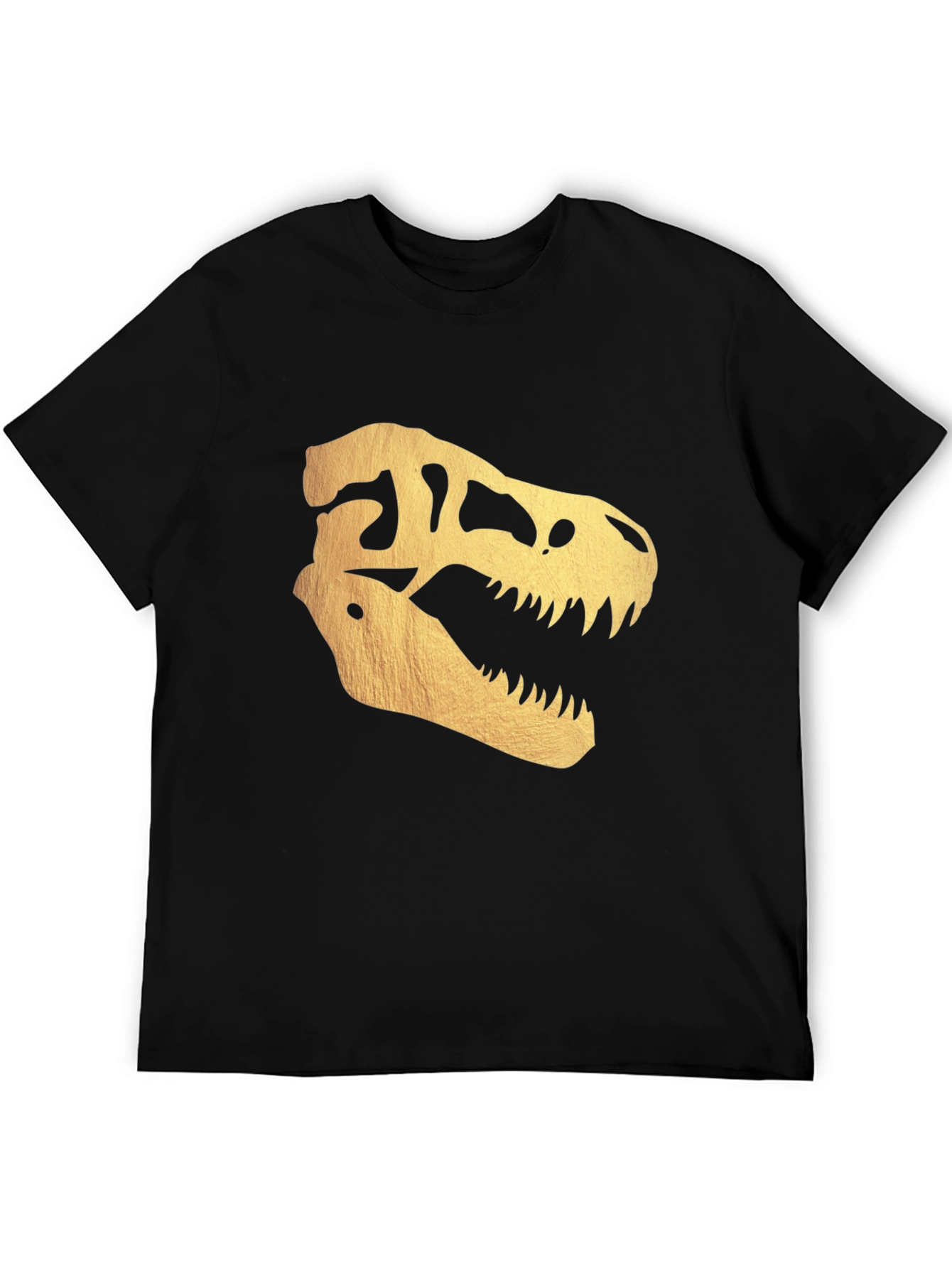 Golden Dinosaur Skull T-Shirt - Bold Graphic Tee