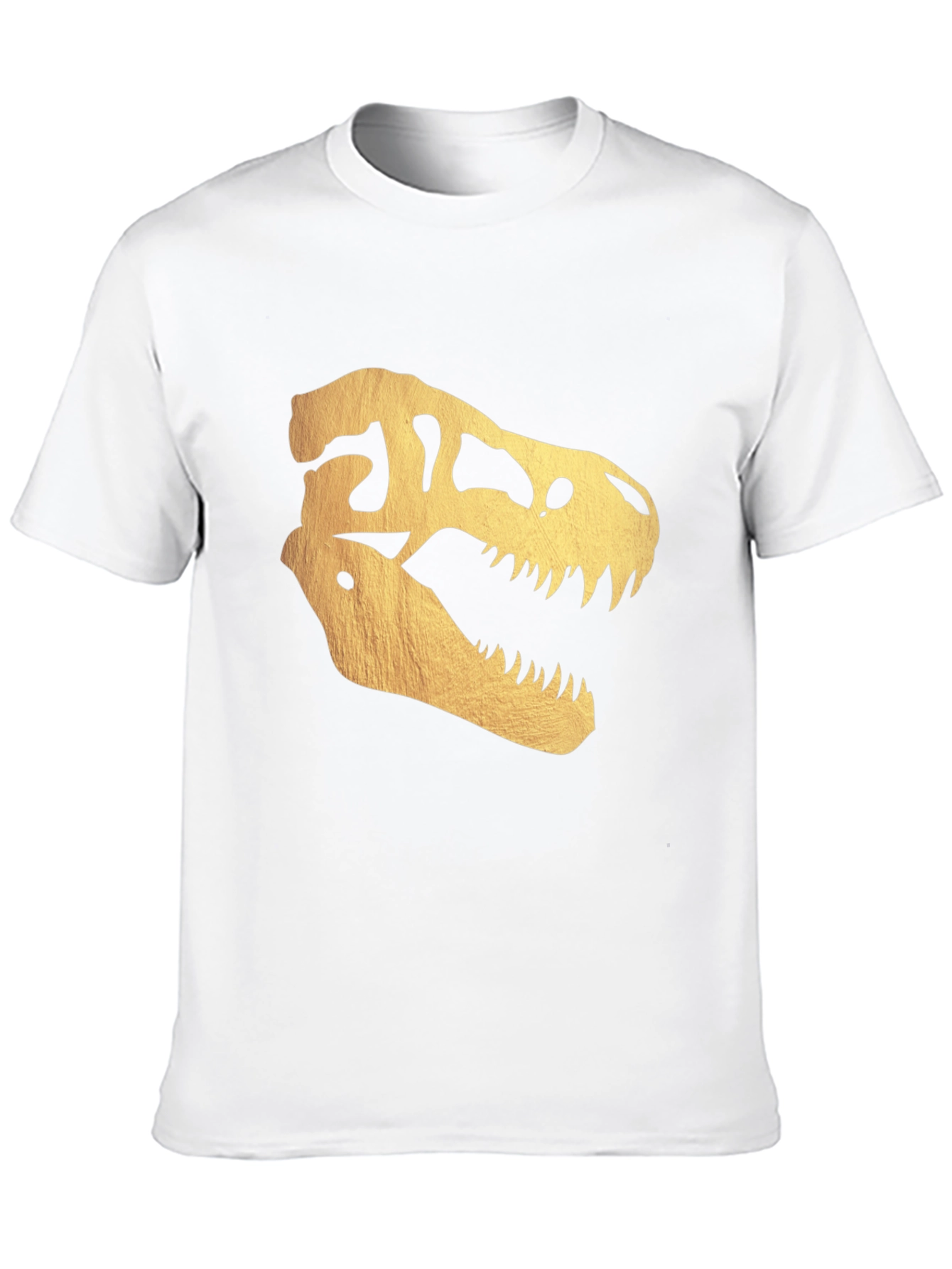 Golden Dinosaur Skull T-Shirt - Bold Graphic Tee