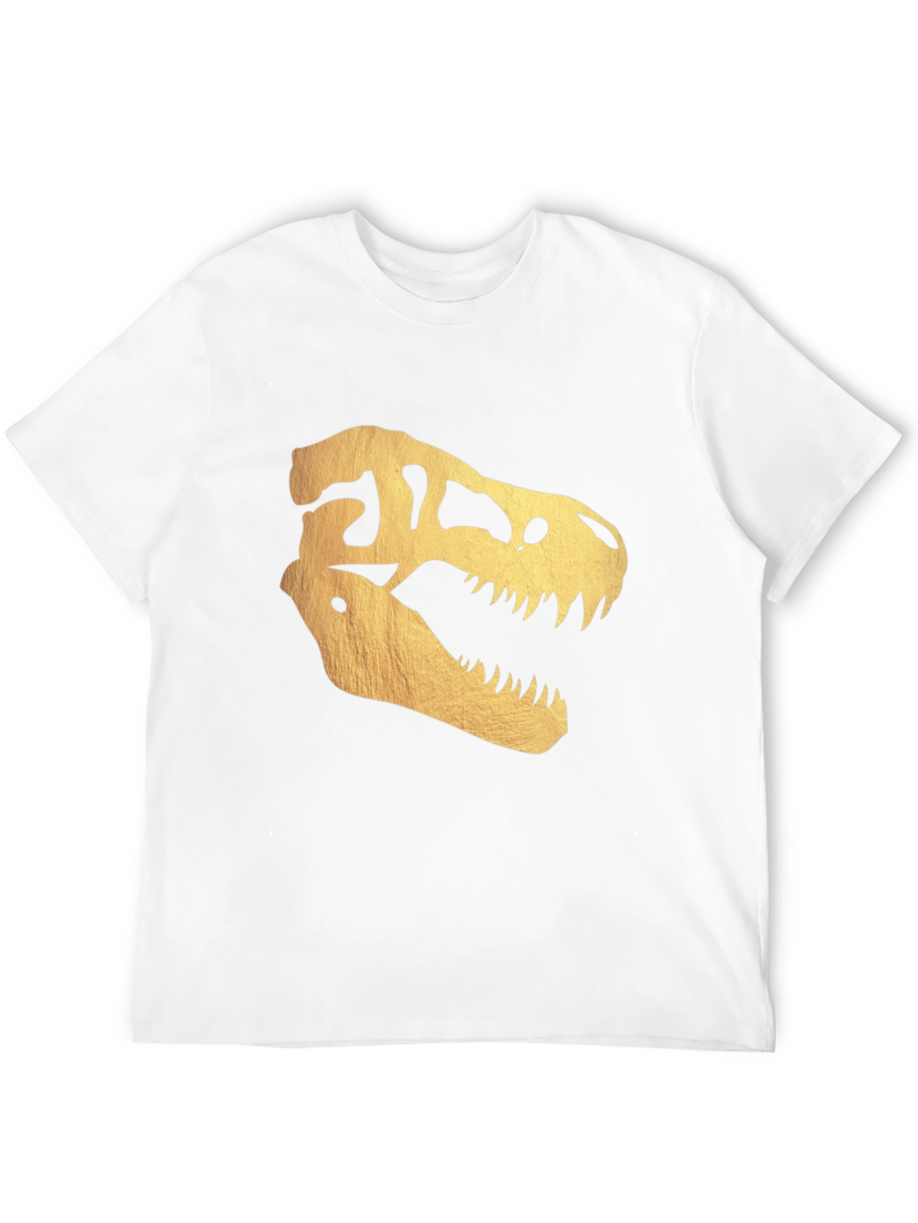 Golden Dinosaur Skull T-Shirt - Bold Graphic Tee
