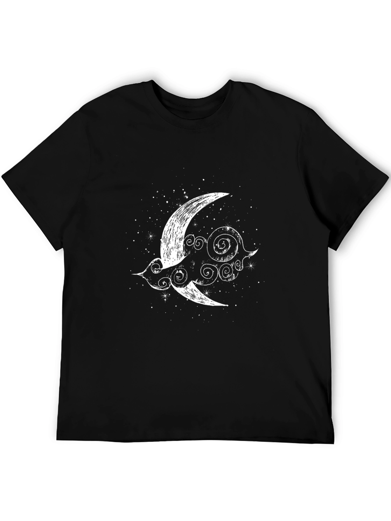 Moon and Clouds Graphic Black T-Shirt
