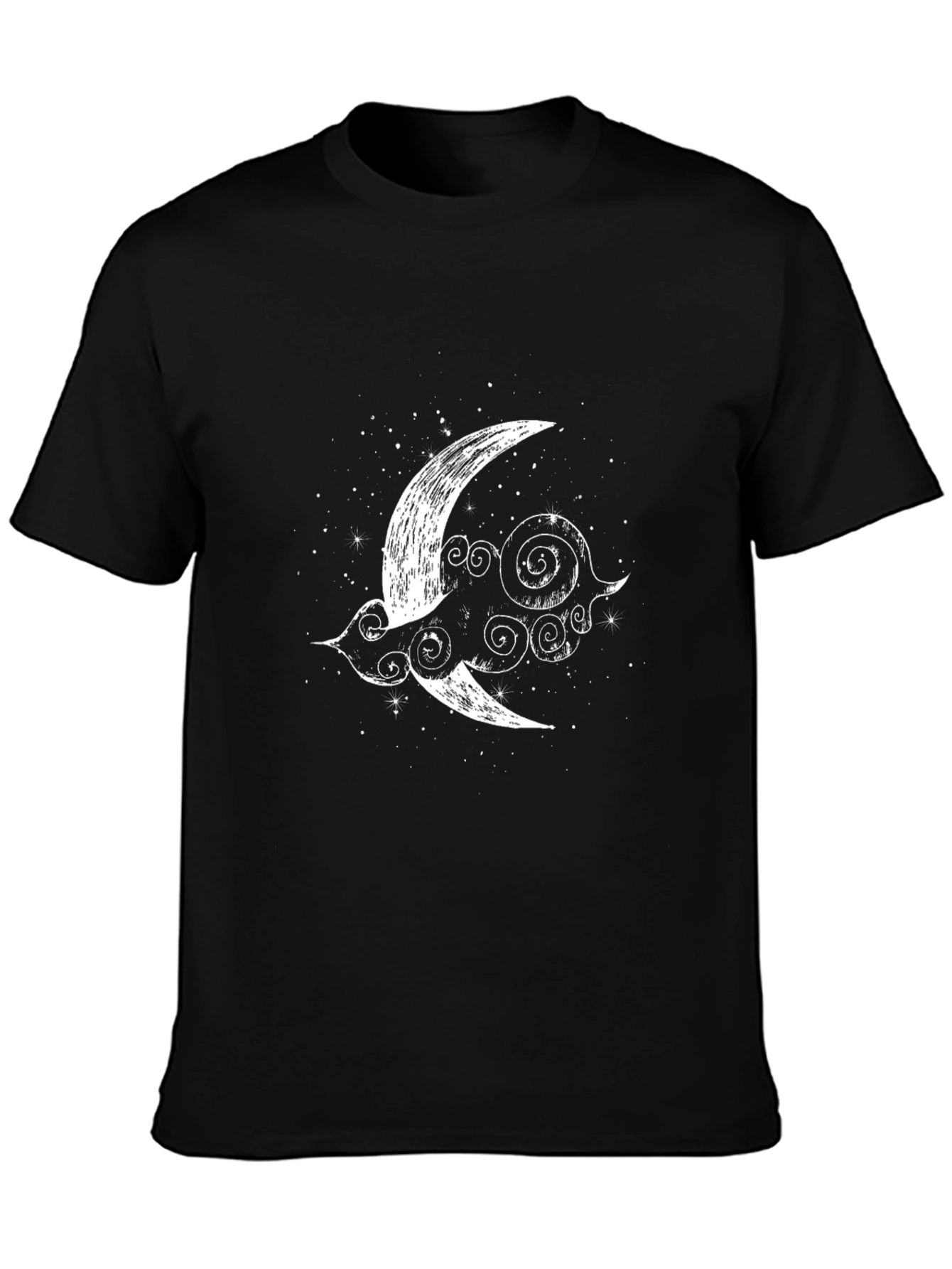 Moon and Clouds Graphic Black T-Shirt