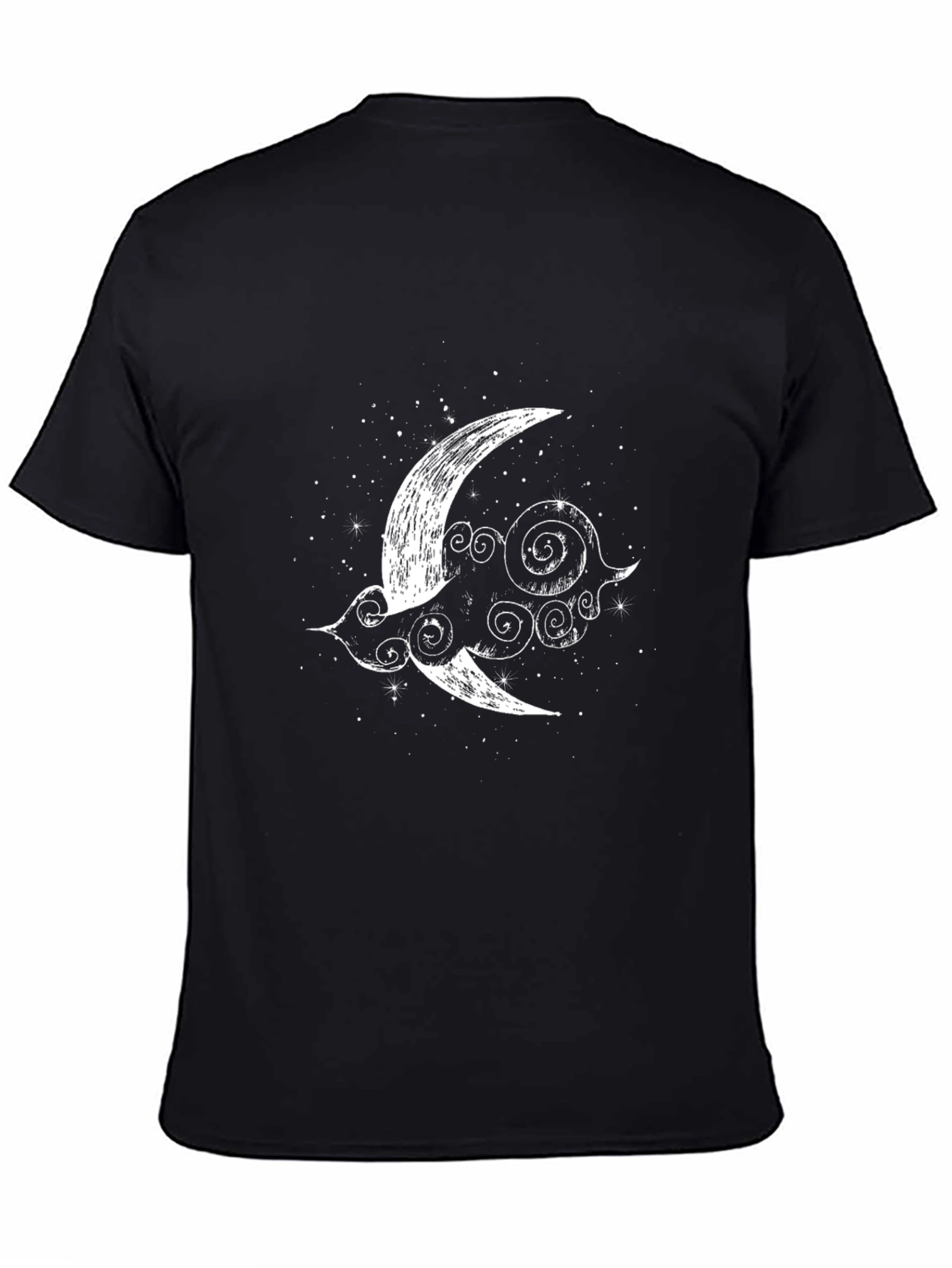 Moon and Clouds Graphic Black T-Shirt