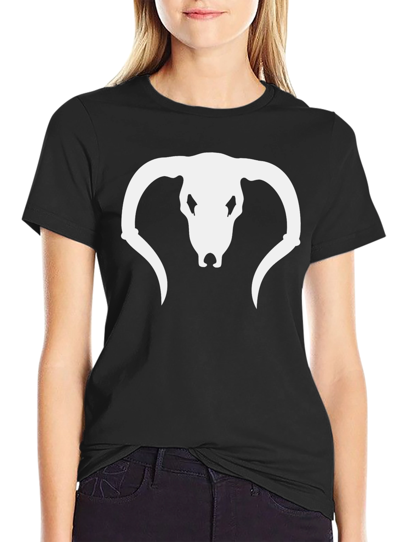 Skull Horns Graphic T-Shirt - Black