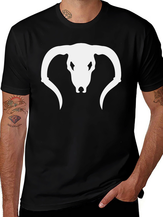 Skull Horns Graphic T-Shirt - Black