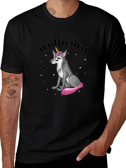 Wolficorn Graphic Print Black T-Shirt
