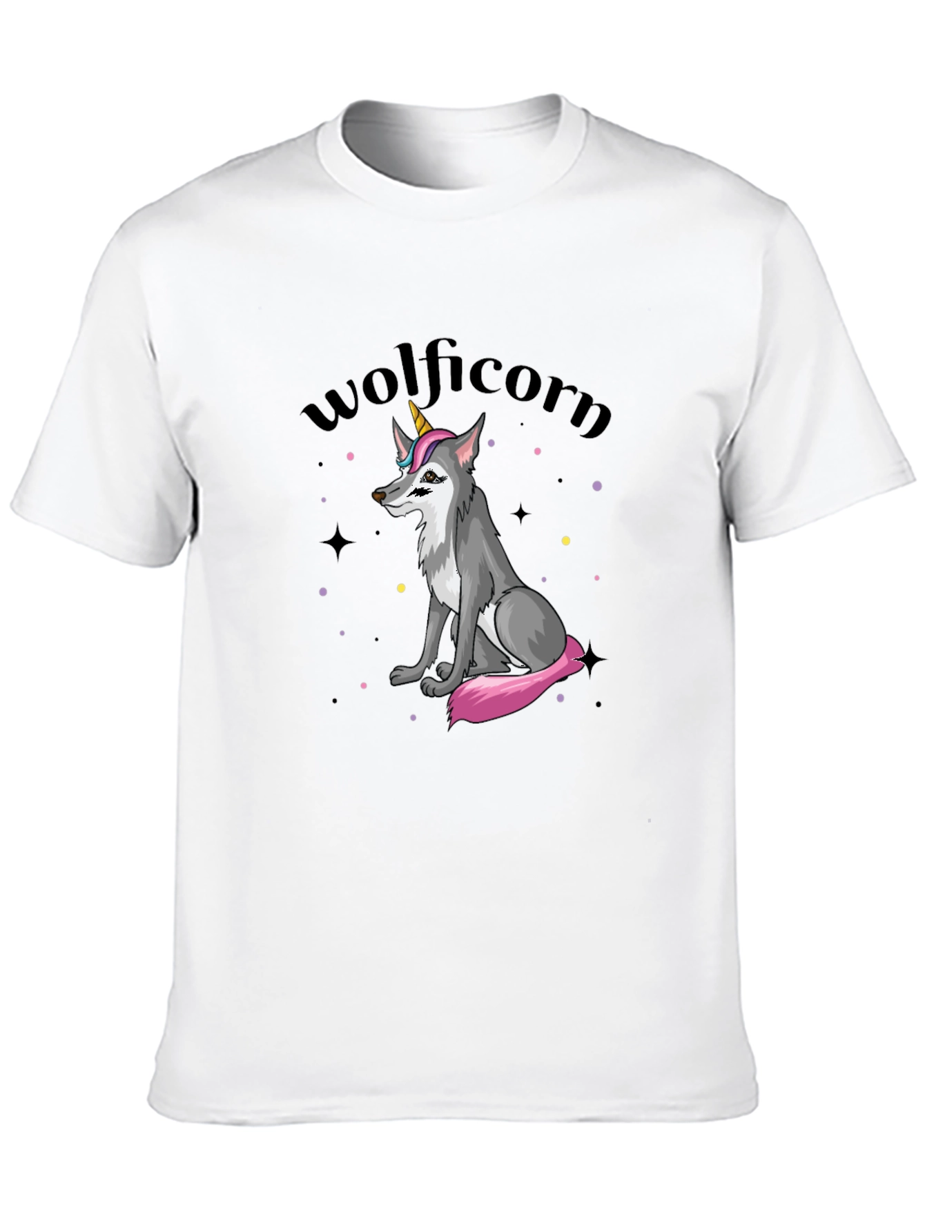 Wolficorn Graphic Print Black T-Shirt
