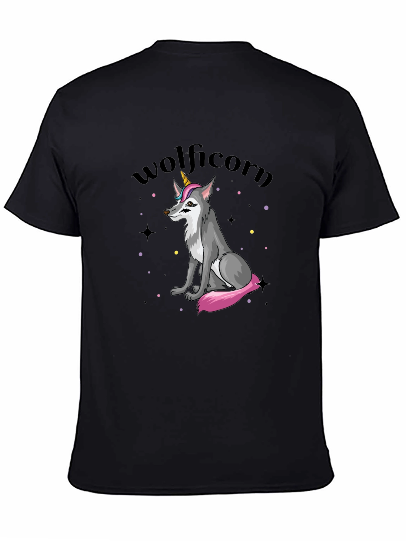 Wolficorn Graphic Print Black T-Shirt