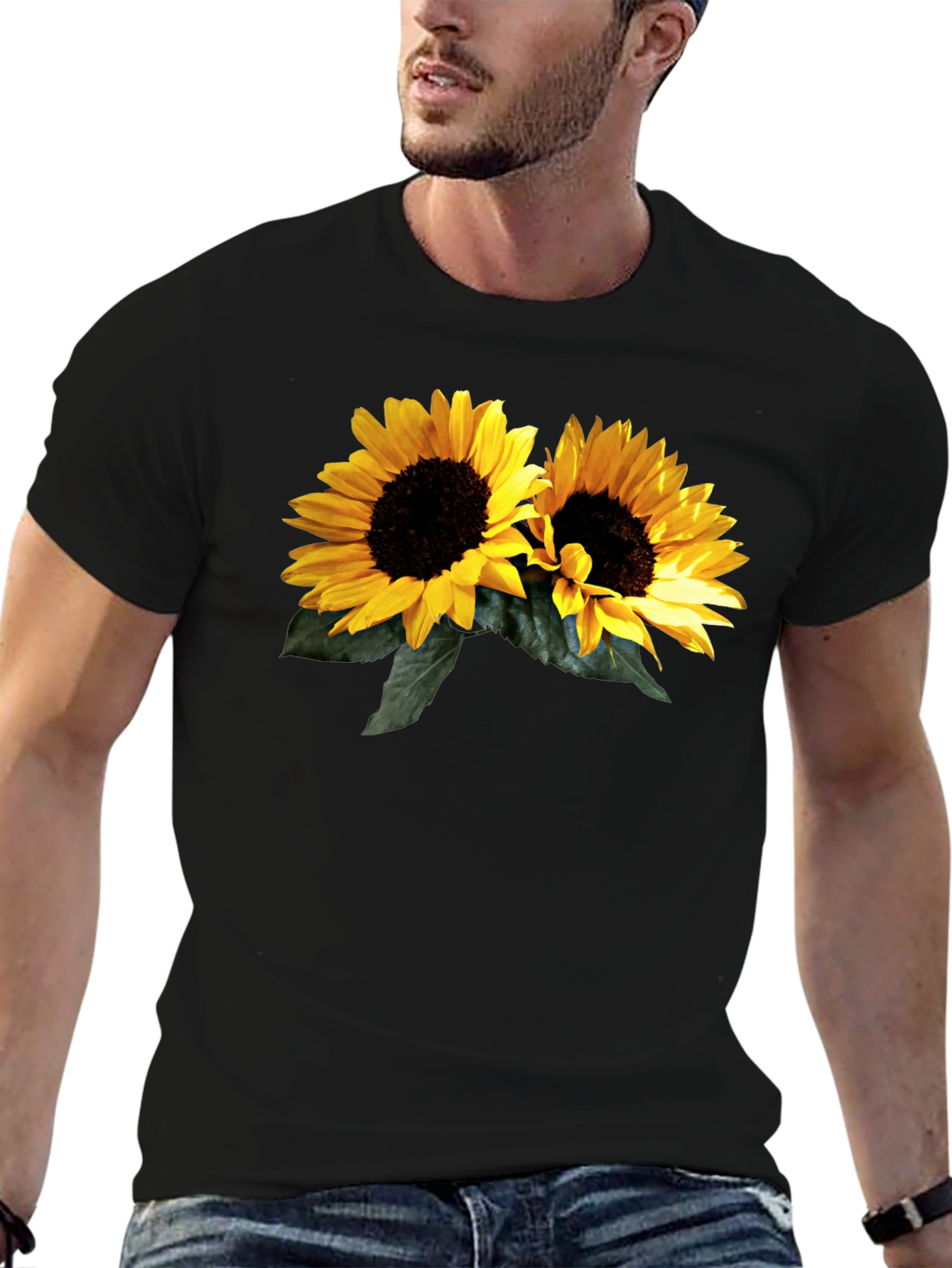 Sunflower Graphic Black T-Shirt