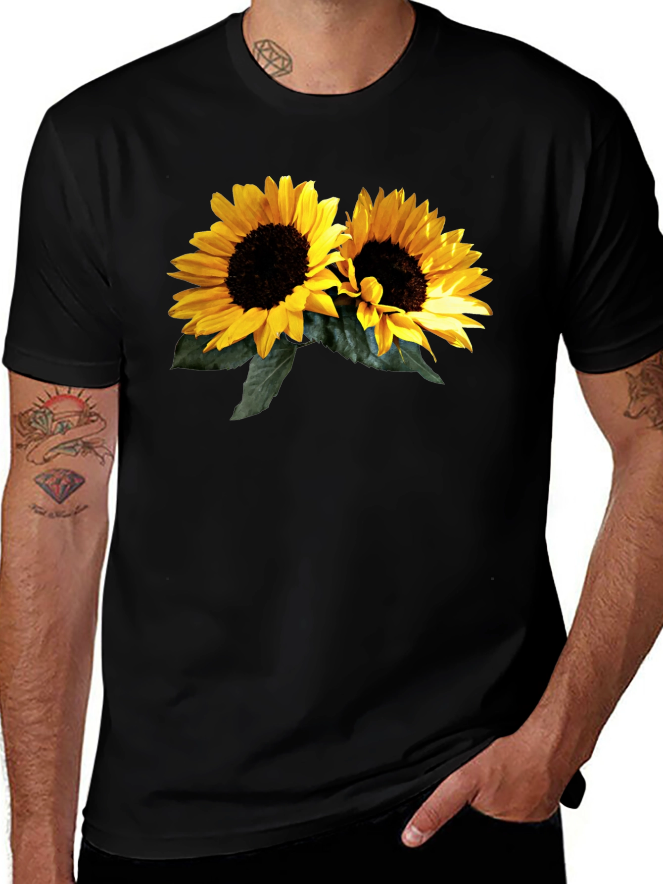 Sunflower Graphic Black T-Shirt