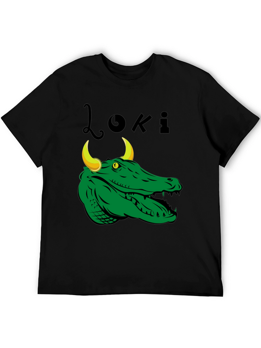 Loki Gator Graphic Tee - Black Cotton Blend T-Shirt