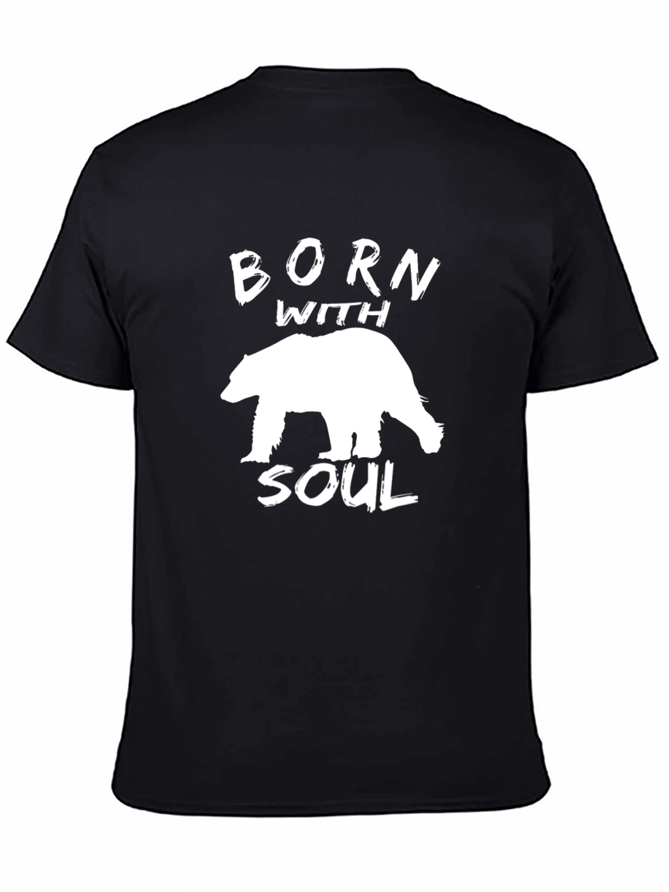 Born With Soul Bear Graphic Tee - Black