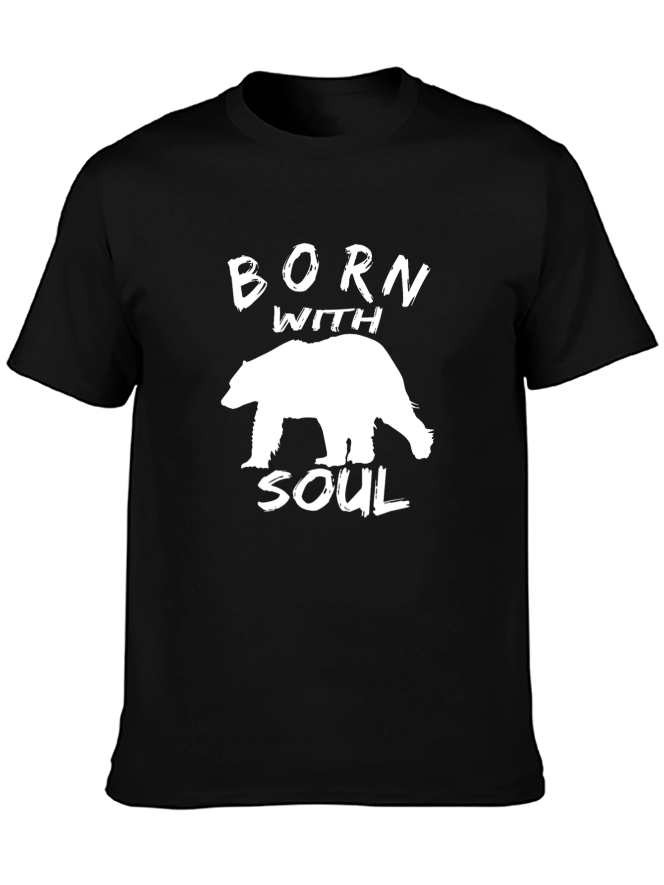 Born With Soul Bear Graphic Tee - Black