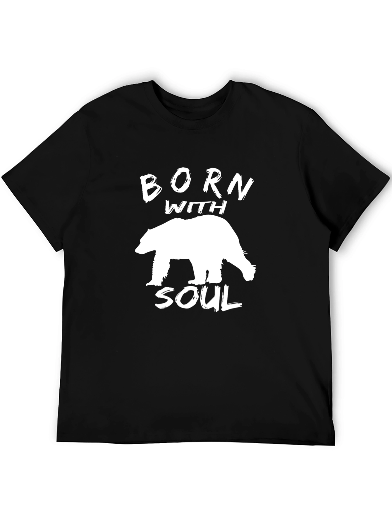 Born With Soul Bear Graphic Tee - Black