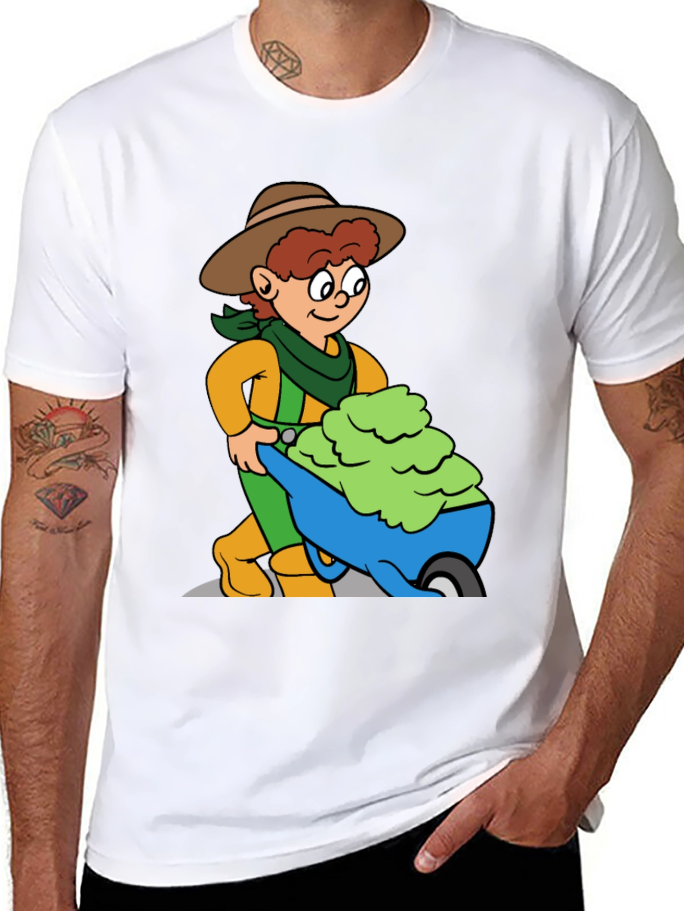 Cartoon Gardener T-Shirt - Black