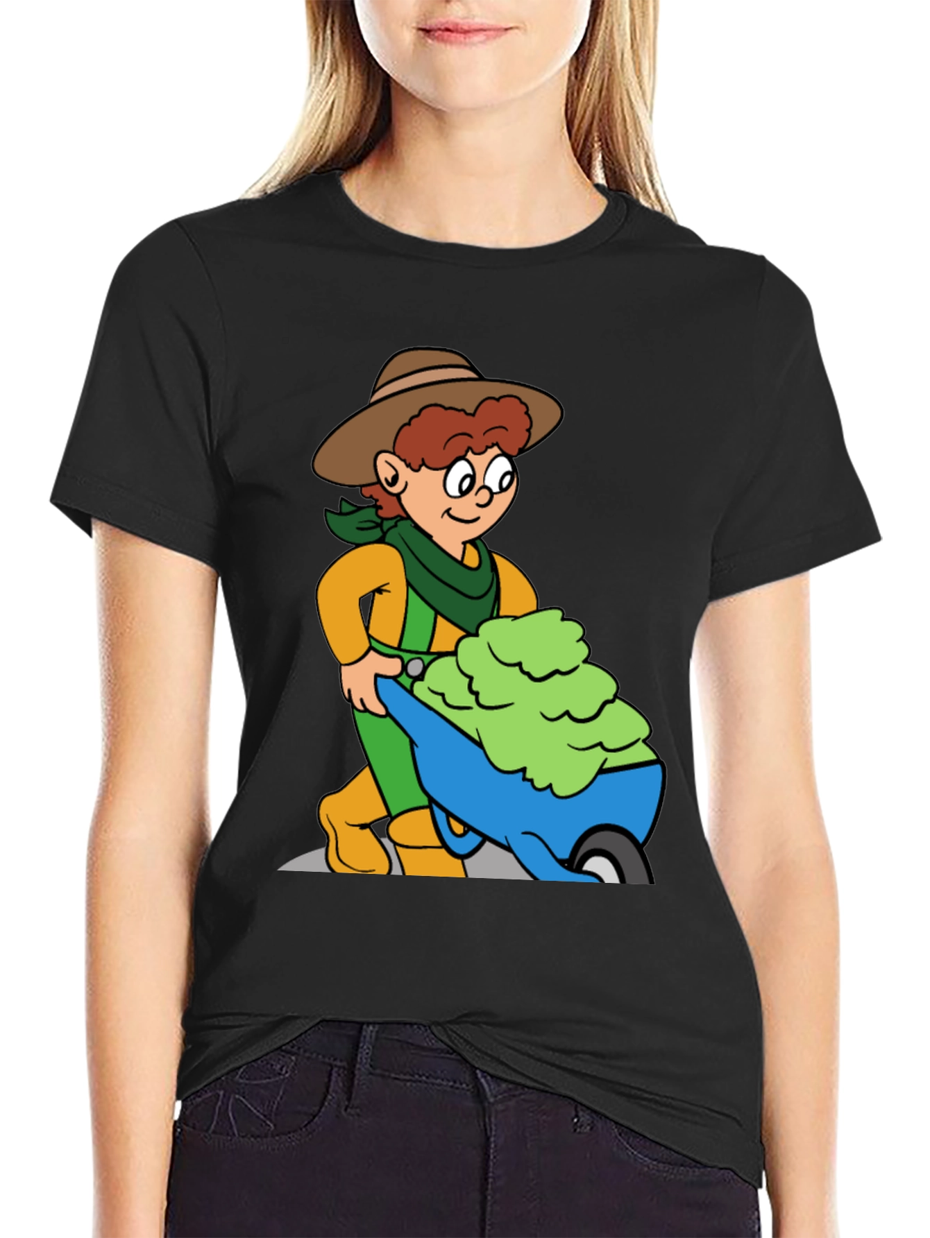 Cartoon Gardener T-Shirt - Black