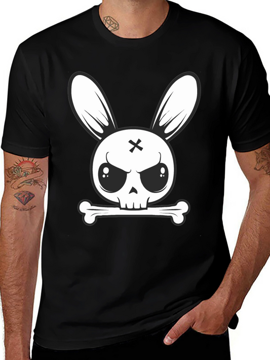 Cool Bunny Skull Graphic Tee - Edgy Style