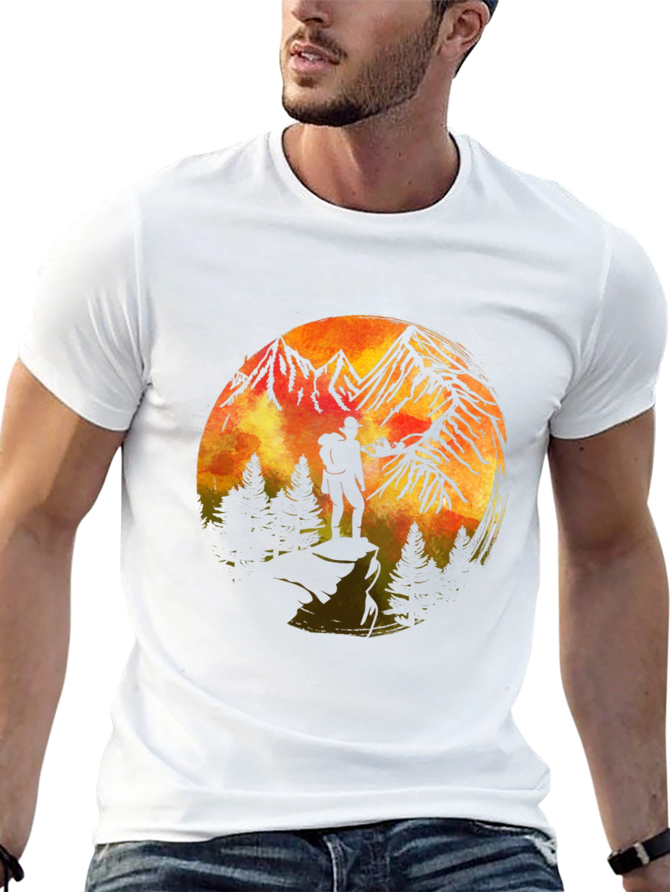 Mountains & Hiker Graphic T-Shirt