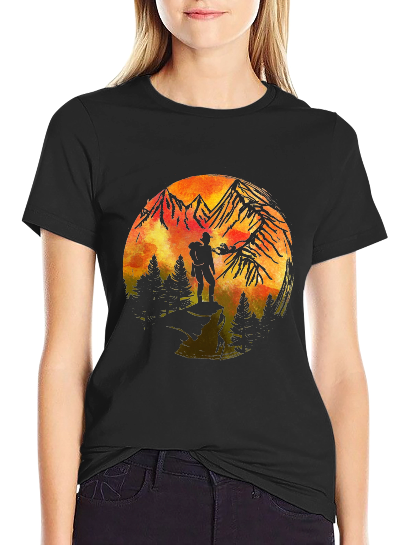 Mountains & Hiker Graphic T-Shirt