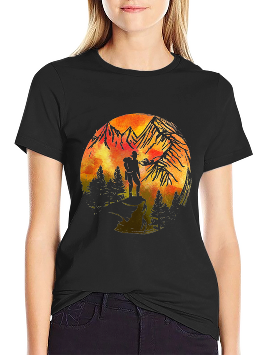 Mountains & Hiker Graphic T-Shirt