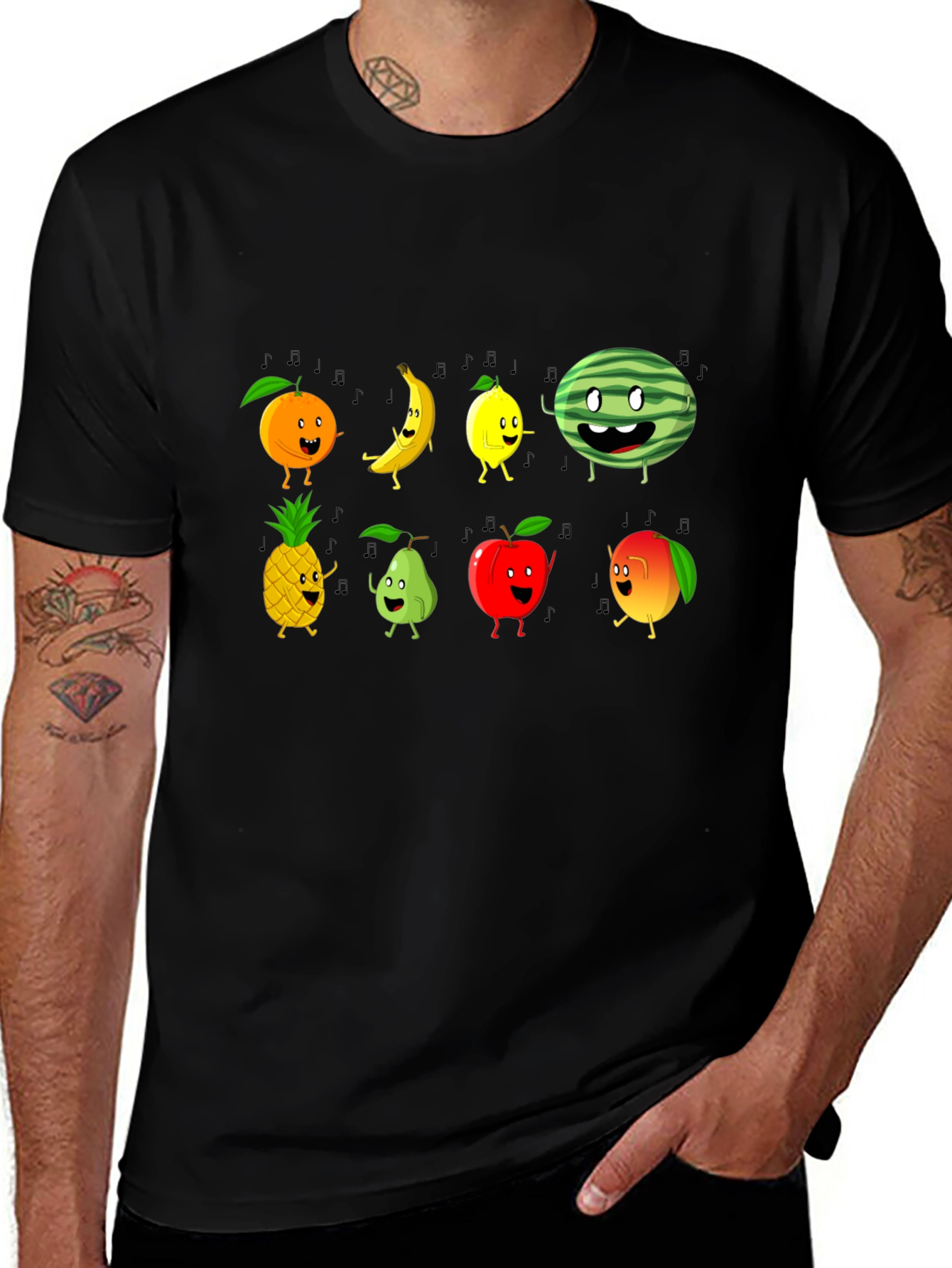 Fun Fruits Graphic Tee - Black