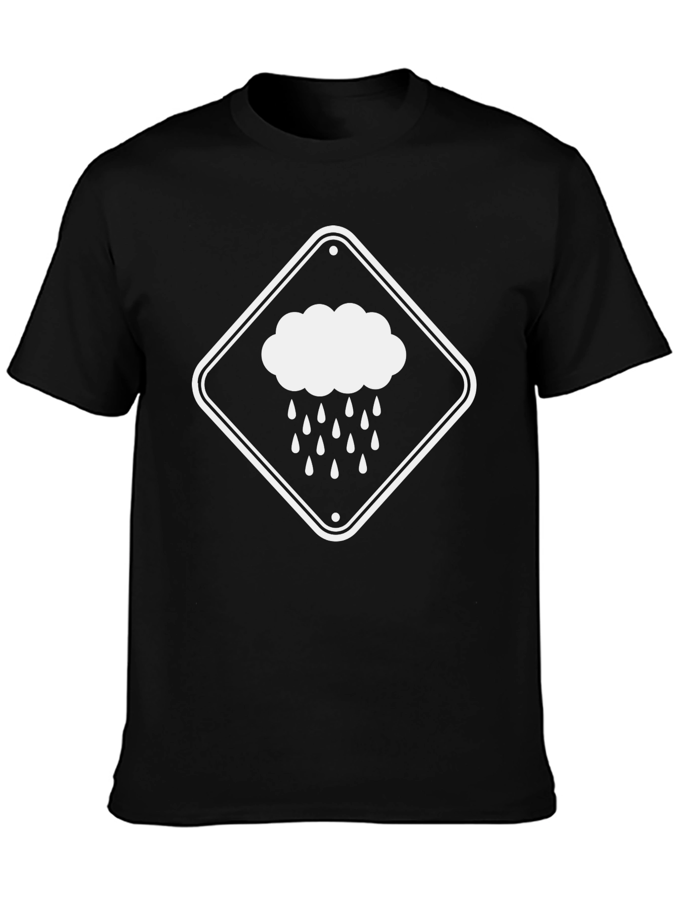 Rain Warning Graphic Tee - Black Cotton T-Shirt