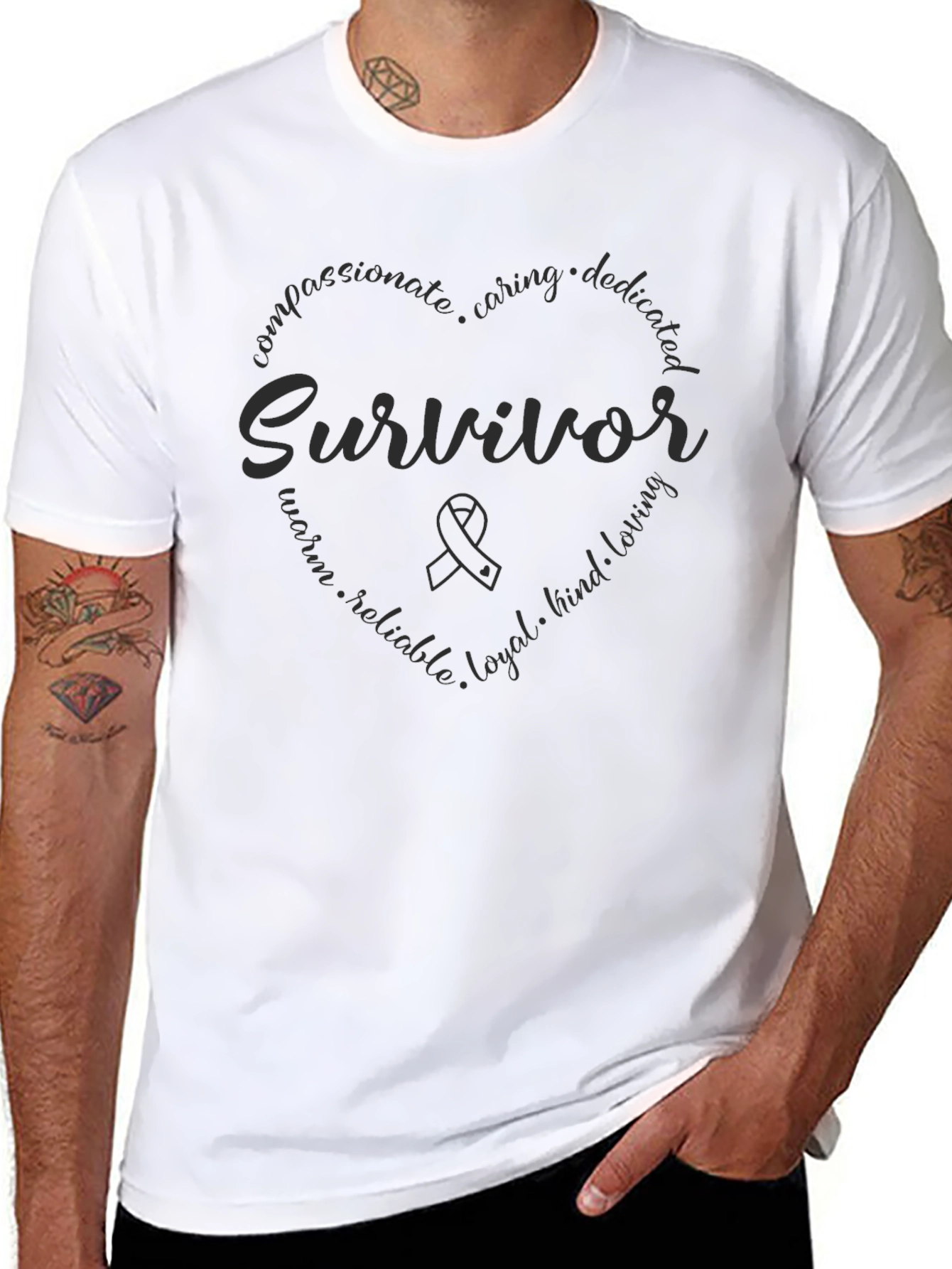 Survivor Heart T-Shirt - Compassionate Caring Dedicated