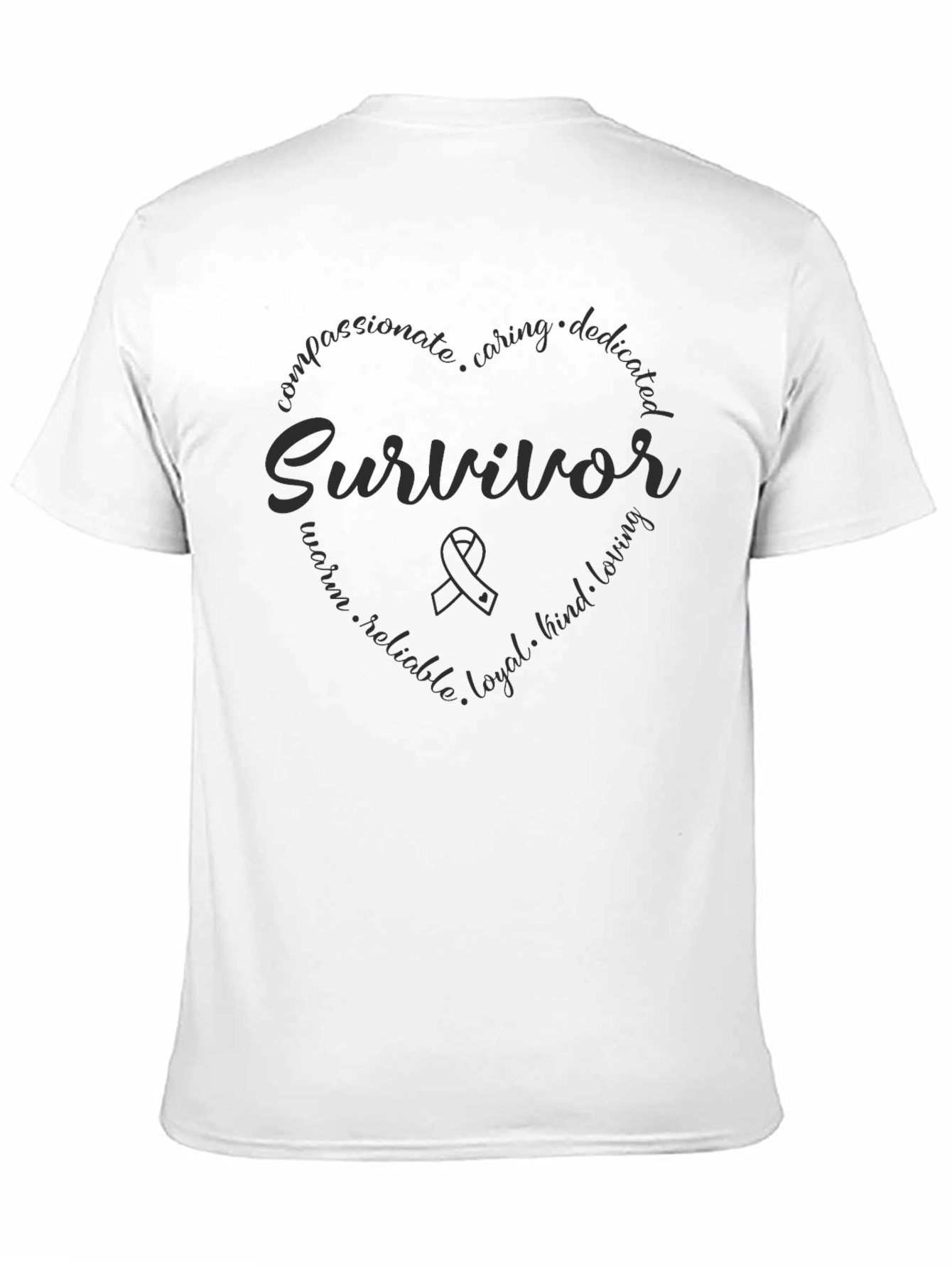 Survivor Heart T-Shirt - Compassionate Caring Dedicated