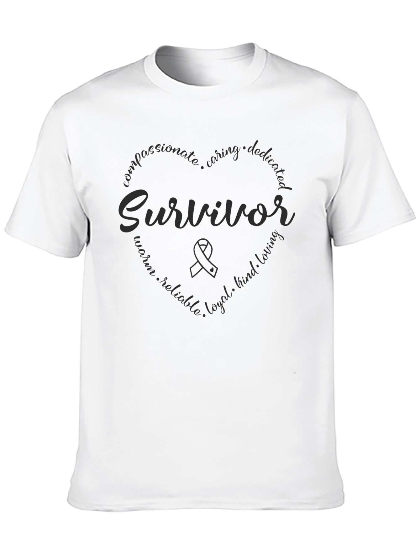 Survivor Heart T-Shirt - Compassionate Caring Dedicated