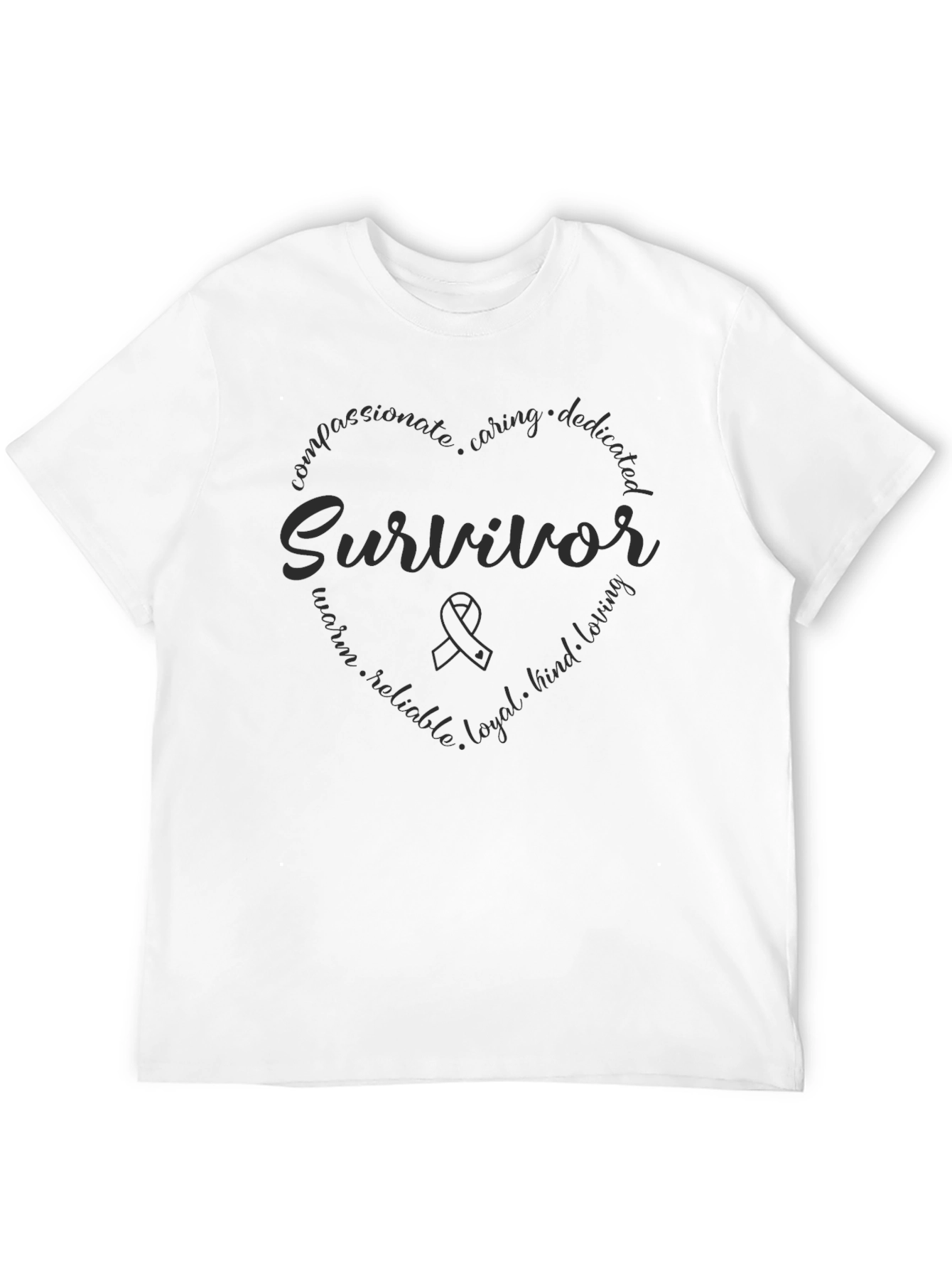 Survivor Heart T-Shirt - Compassionate Caring Dedicated