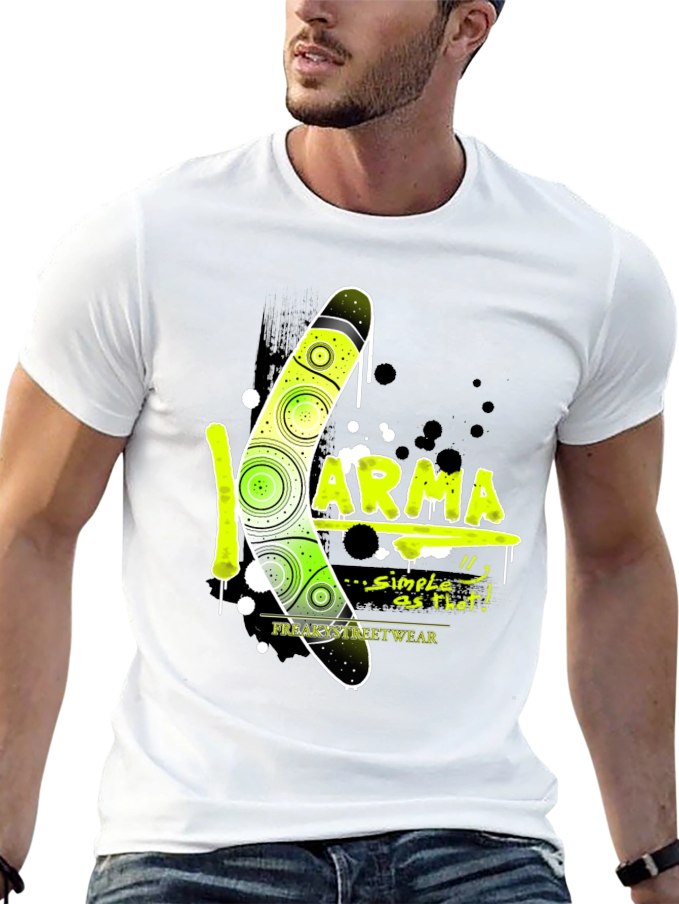 Karma Boomerang Graphic T-Shirt - Mens Black Tee
