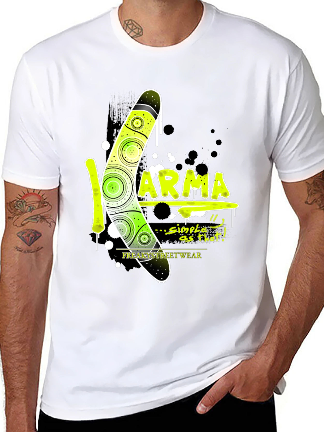 Karma Boomerang Graphic T-Shirt - Mens Black Tee