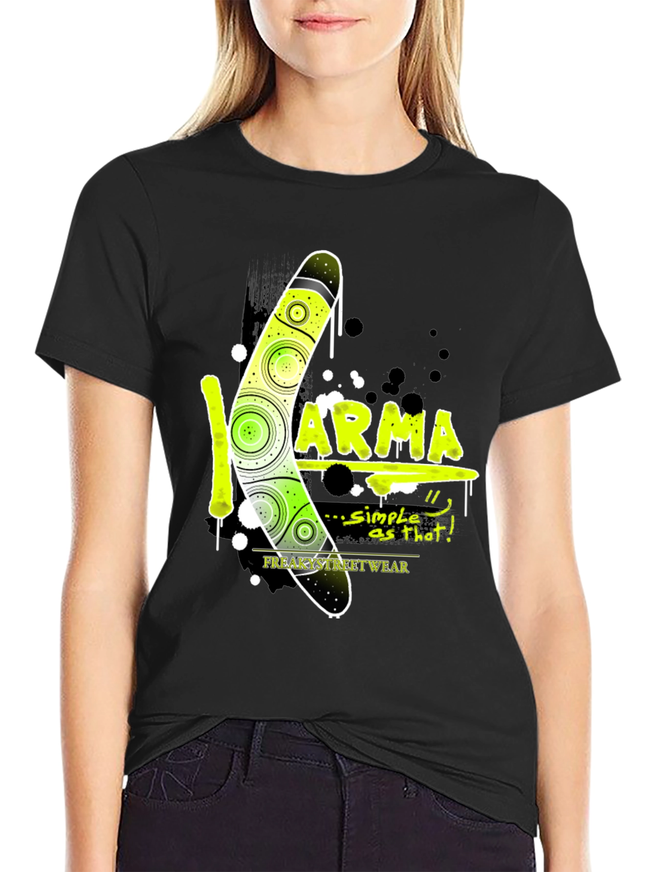 Karma Boomerang Graphic T-Shirt - Mens Black Tee