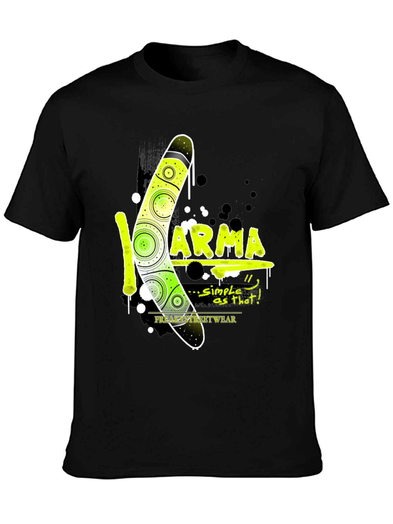 Karma Boomerang Graphic T-Shirt - Mens Black Tee