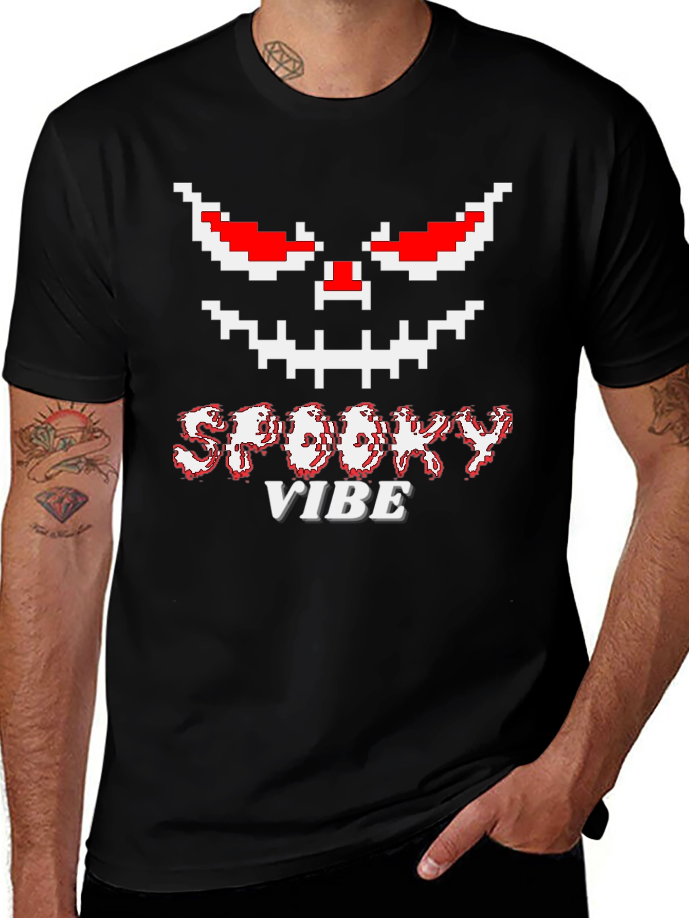 Spooky Vibe Halloween Pixelated T-Shirt