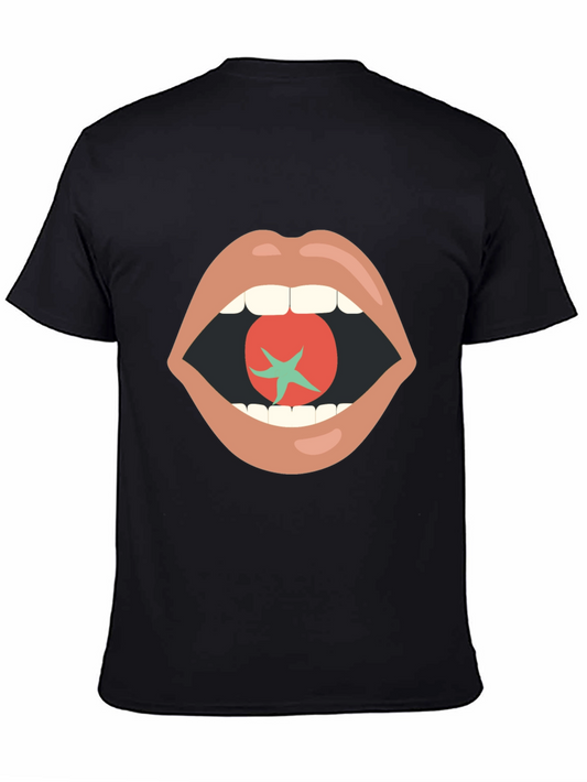 Tomato Mouth Graphic Tee - Funky Black T-Shirt