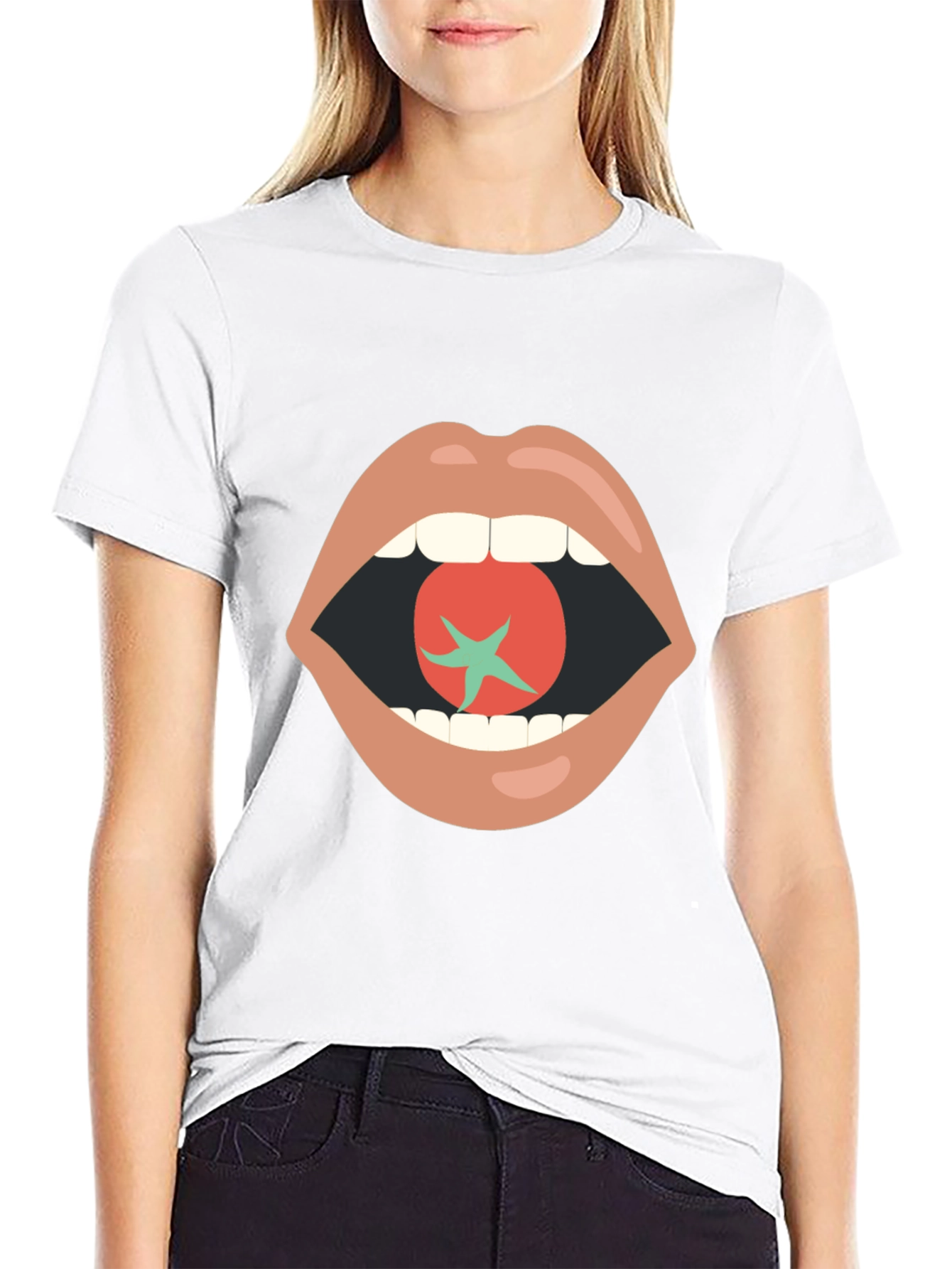 Tomato Mouth Graphic Tee - Funky Black T-Shirt