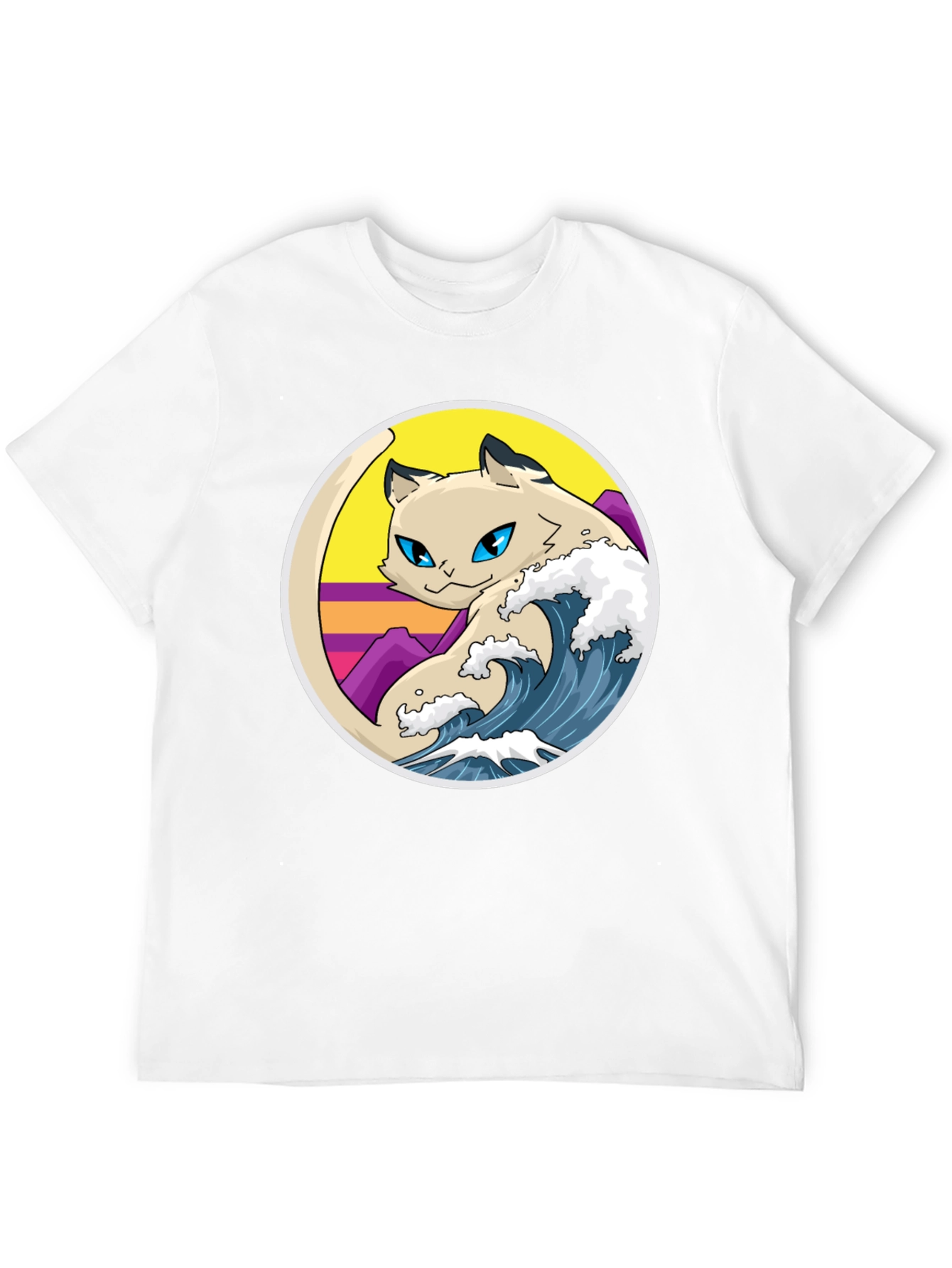 Retro Wave Cat Graphic T-Shirt