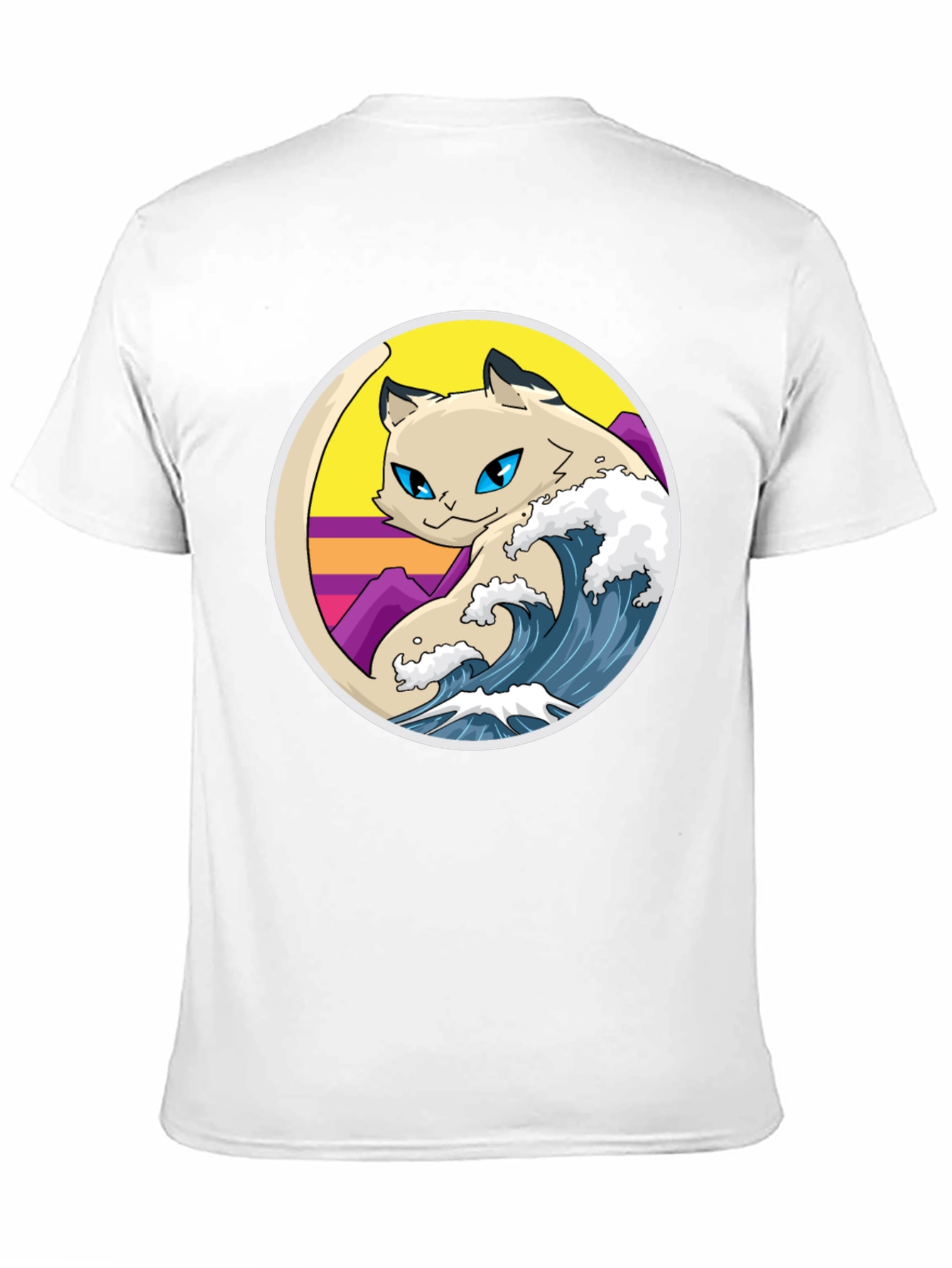 Retro Wave Cat Graphic T-Shirt