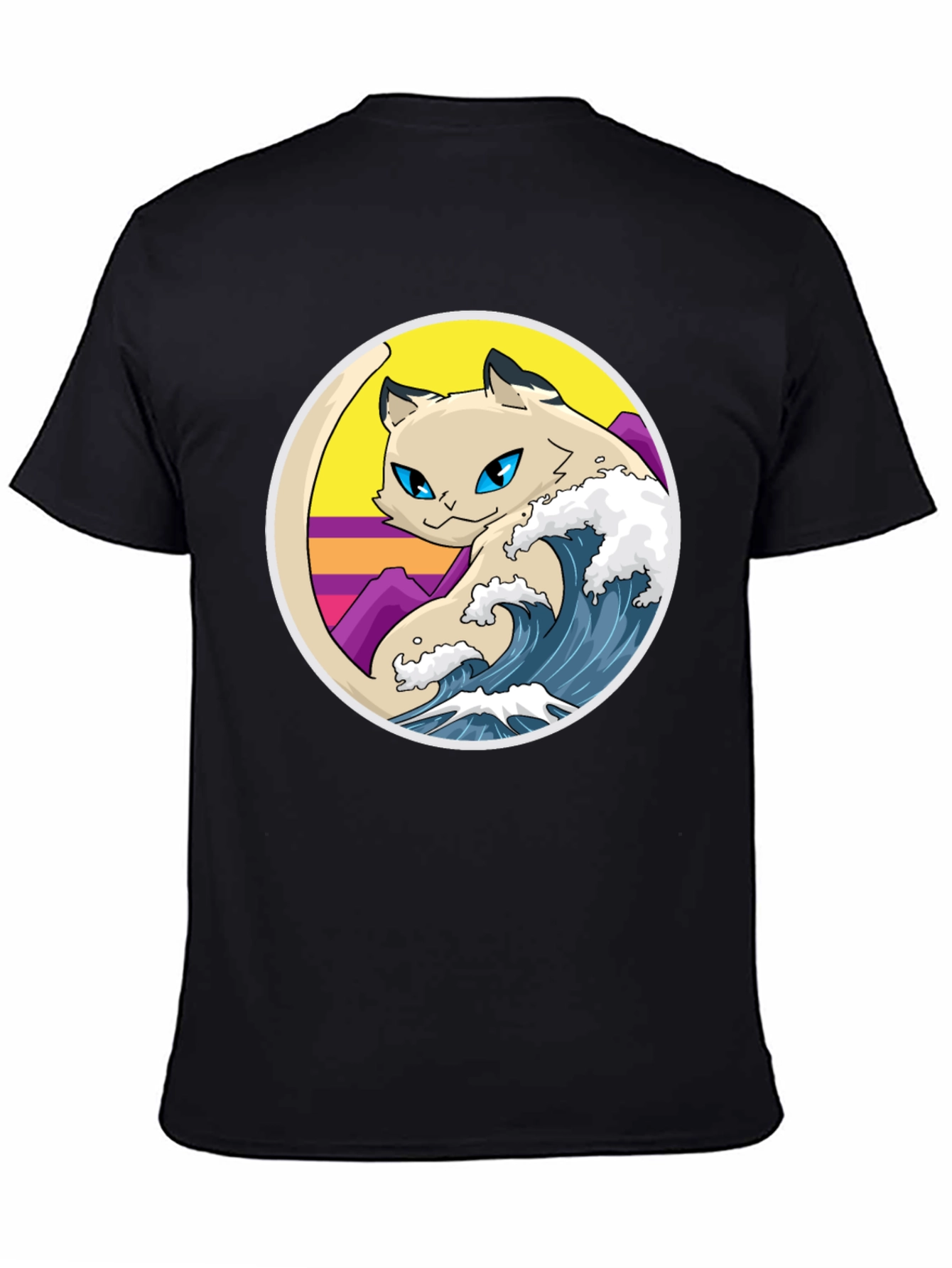 Retro Wave Cat Graphic T-Shirt