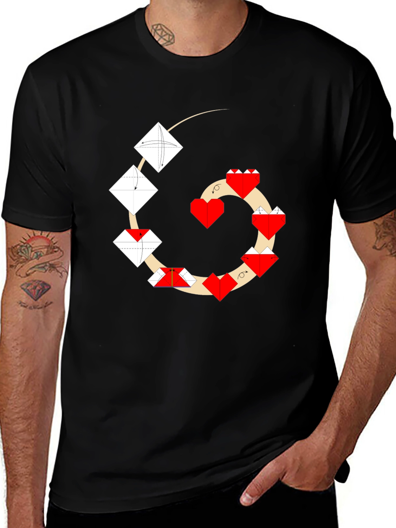 Origami Heart T-Shirt - Unique Geometric Design