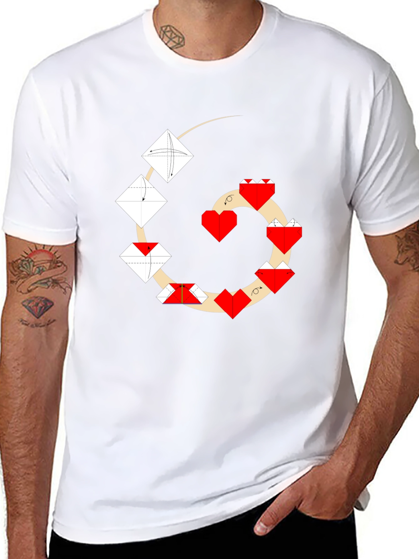 Origami Heart T-Shirt - Unique Geometric Design