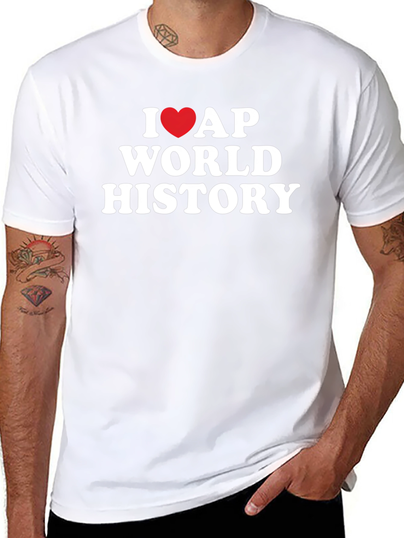 I Love AP World History Black T-Shirt